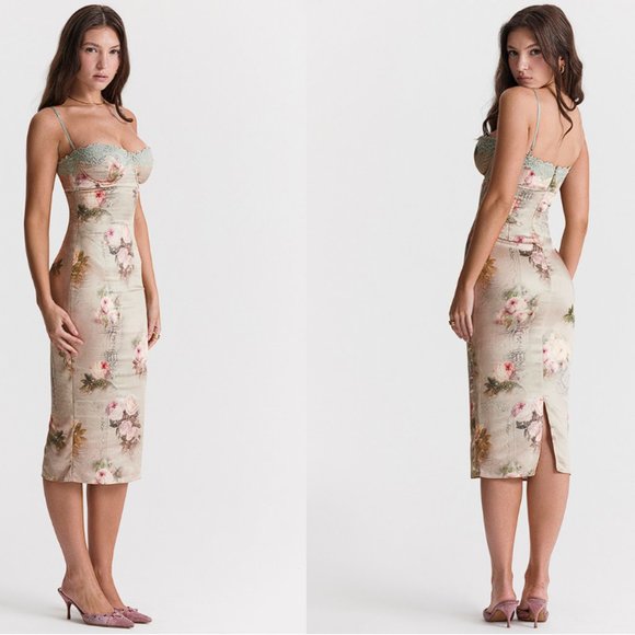 HOUSE OF CB 'Venus' Vintage Floral Midi Dress NWOT - Picture 12 of 15